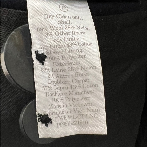 NWT EVERLANE Recycled Italian Wool Navy 3 Button Classic Fall Jacket Overcoat XS - Picture 8 of 9